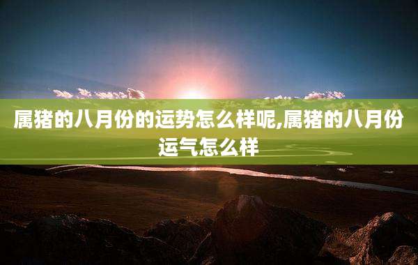 属猪的八月份的运势怎么样呢,属猪的八月份运气怎么样