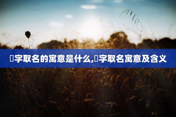 瑀字取名的寓意是什么,瑀字取名寓意及含义
