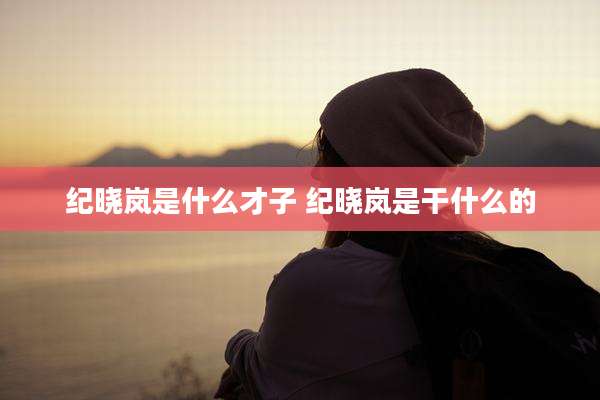 纪晓岚是什么才子 纪晓岚是干什么的