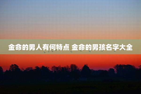 金命的男人有何特点 金命的男孩名字大全