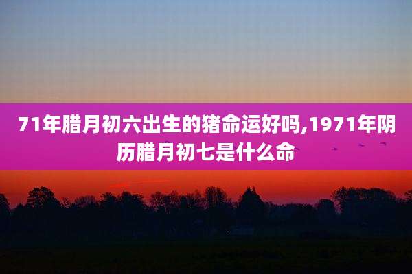 71年腊月初六出生的猪命运好吗,1971年阴历腊月初七是什么命