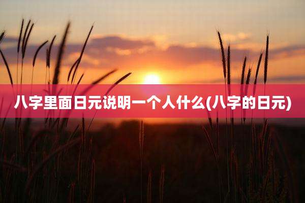 八字里面日元说明一个人什么(八字的日元)