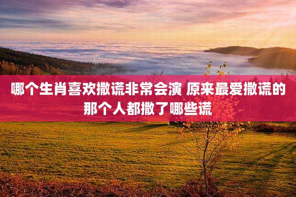 哪个生肖喜欢撒谎非常会演 原来最爱撒谎的那个人都撒了哪些谎