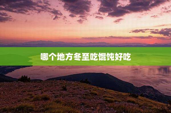 哪个地方冬至吃馄饨好吃