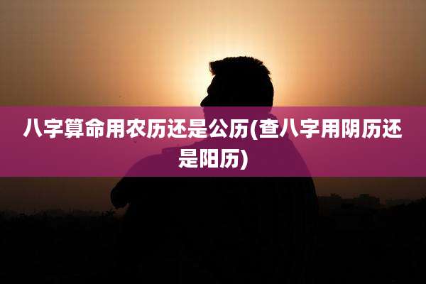 八字算命用农历还是公历(查八字用阴历还是阳历)