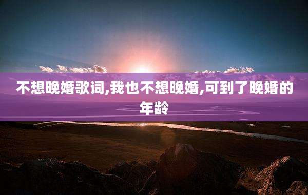 不想晚婚歌词,我也不想晚婚,可到了晚婚的年龄