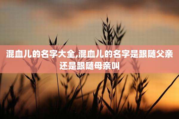 混血儿的名字大全,混血儿的名字是跟随父亲还是跟随母亲叫