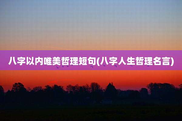 八字以内唯美哲理短句(八字人生哲理名言)