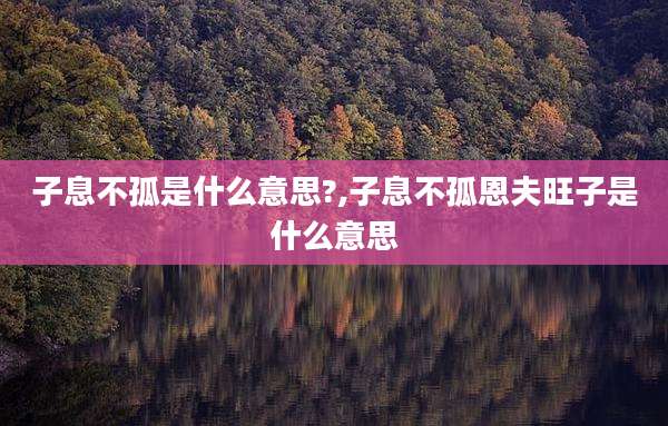 子息不孤是什么意思?,子息不孤恩夫旺子是什么意思