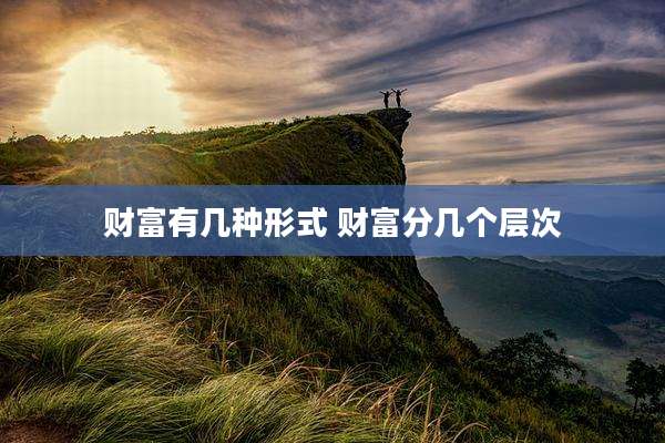 财富有几种形式 财富分几个层次