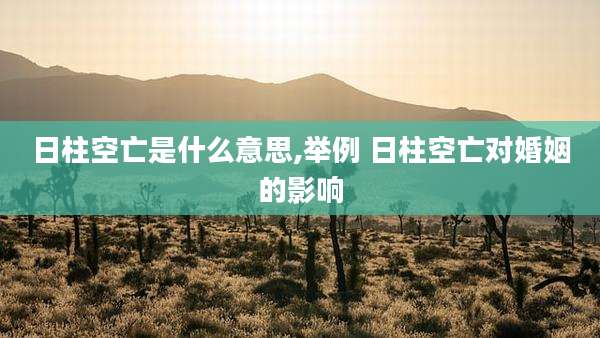 日柱空亡是什么意思,举例 日柱空亡对婚姻的影响