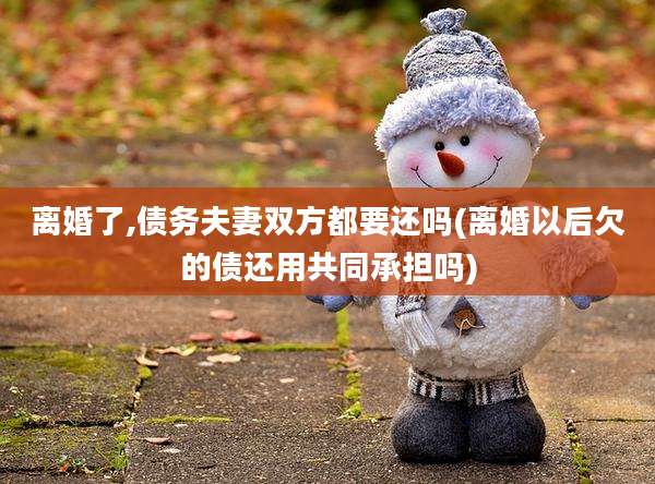 离婚了,债务夫妻双方都要还吗(离婚以后欠的债还用共同承担吗)