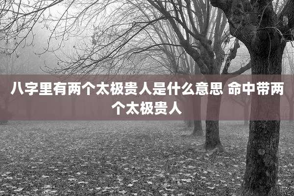 八字里有两个太极贵人是什么意思 命中带两个太极贵人