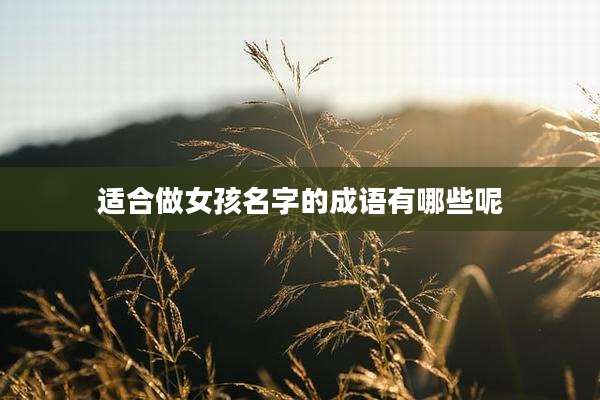 适合做女孩名字的成语有哪些呢