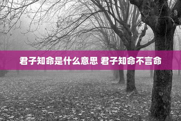 君子知命是什么意思 君子知命不言命