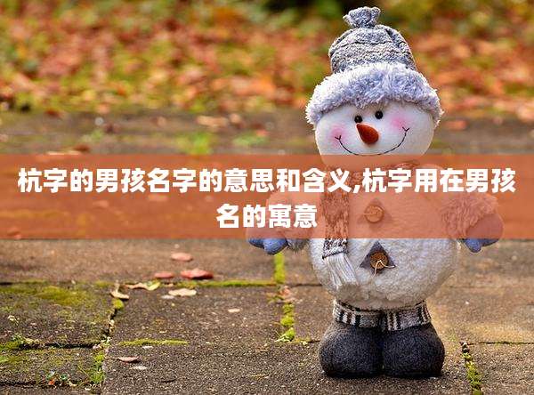 杭字的男孩名字的意思和含义,杭字用在男孩名的寓意