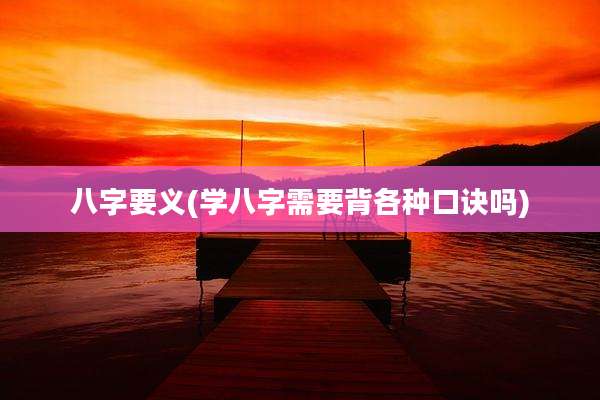 八字要义(学八字需要背各种口诀吗)