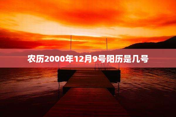 农历2000年12月9号阳历是几号