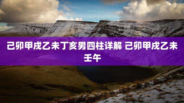 己卯甲戌乙未丁亥男四柱详解 己卯甲戌乙未壬午