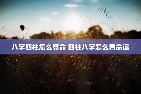 八字四柱怎么算命 四柱八字怎么看命运