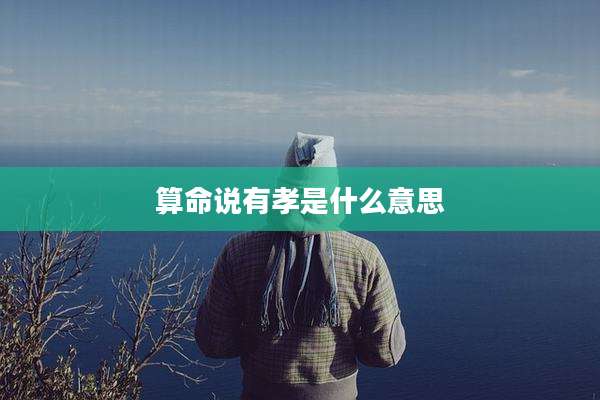 算命说有孝是什么意思