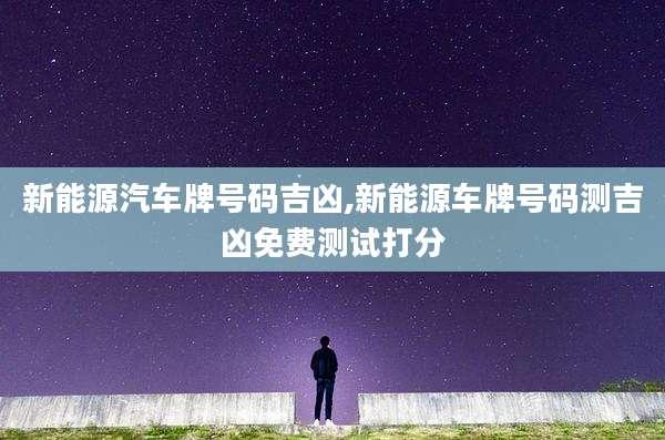 新能源汽车牌号码吉凶,新能源车牌号码测吉凶免费测试打分