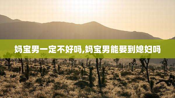 妈宝男一定不好吗,妈宝男能娶到媳妇吗
