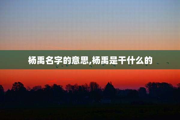杨禹名字的意思,杨禹是干什么的