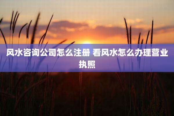 风水咨询公司怎么注册 看风水怎么办理营业执照