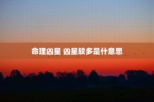 命理凶星 凶星较多是什意思