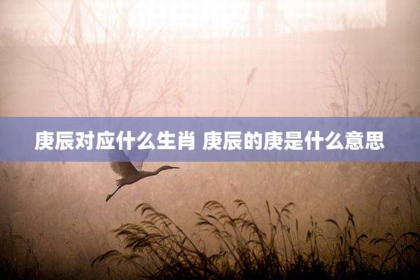 庚辰对应什么生肖 庚辰的庚是什么意思