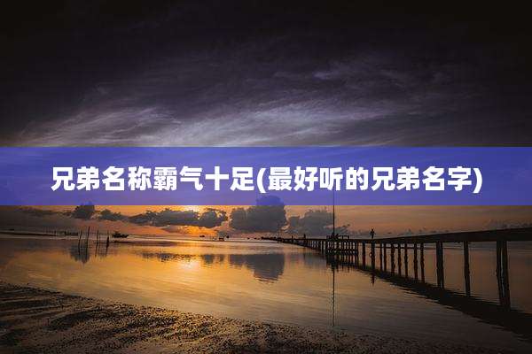 兄弟名称霸气十足(最好听的兄弟名字)