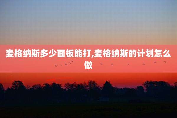 麦格纳斯多少面板能打,麦格纳斯的计划怎么做