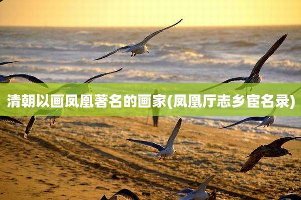 清朝以画凤凰著名的画家(凤凰厅志乡宦名录)