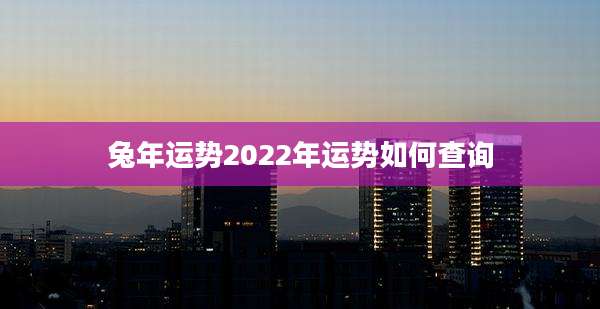兔年运势2022年运势如何查询