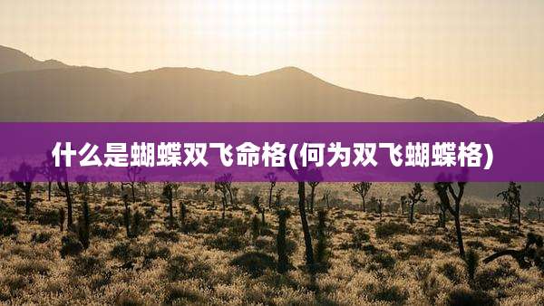什么是蝴蝶双飞命格(何为双飞蝴蝶格)