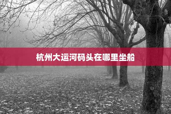 杭州大运河码头在哪里坐船