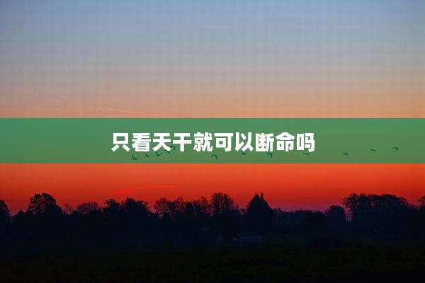 只看天干就可以断命吗