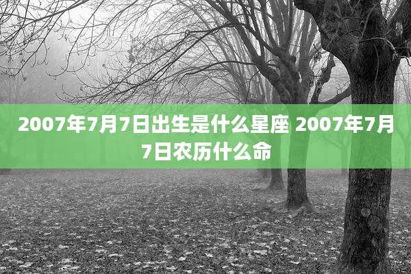 2007年7月7日出生是什么星座 2007年7月7日农历什么命