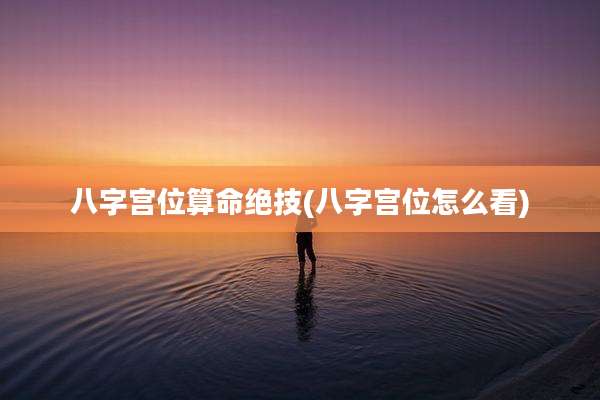 八字宫位算命绝技(八字宫位怎么看)