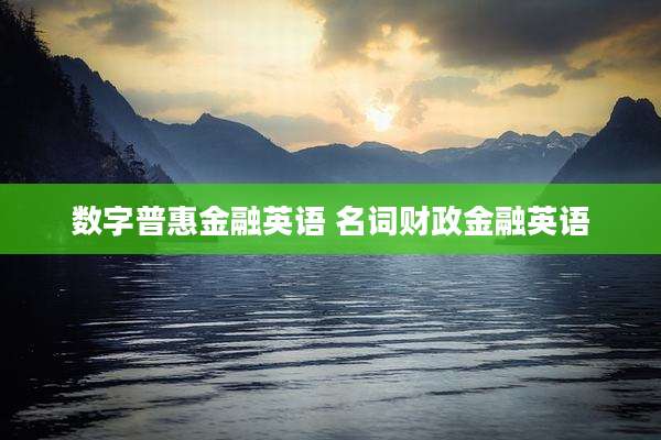 数字普惠金融英语 名词财政金融英语