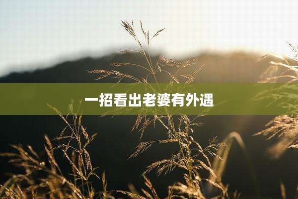 一招看出老婆有外遇