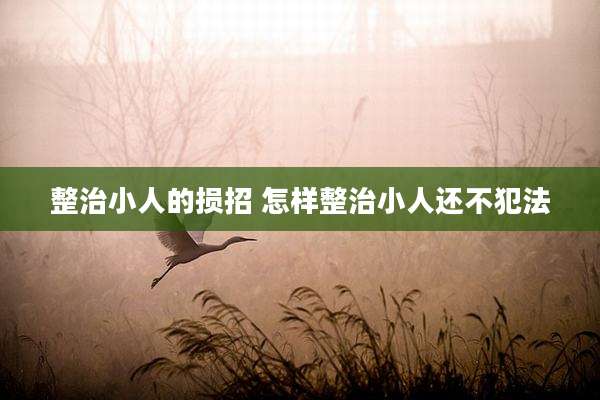 整治小人的损招 怎样整治小人还不犯法