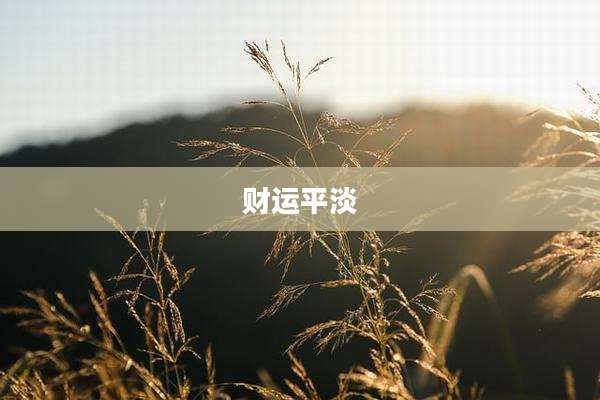 财运平淡