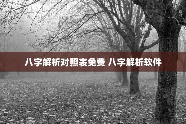 八字解析对照表免费 八字解析软件