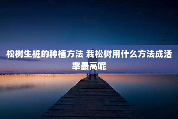 松树生桩的种植方法 栽松树用什么方法成活率最高呢