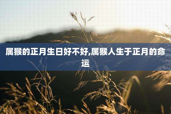 属猴的正月生日好不好,属猴人生于正月的命运