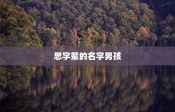 思字辈的名字男孩
