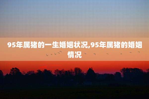 95年属猪的一生婚姻状况,95年属猪的婚姻情况