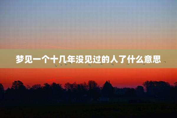 梦见一个十几年没见过的人了什么意思